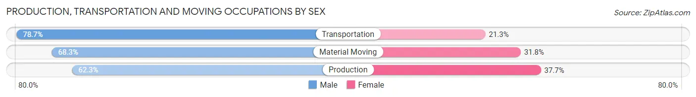 Production, Transportation and Moving Occupations by Sex in Zip Code 23235