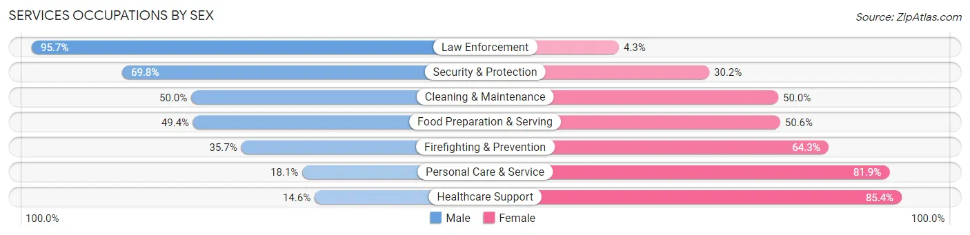 Services Occupations by Sex in Zip Code 23238