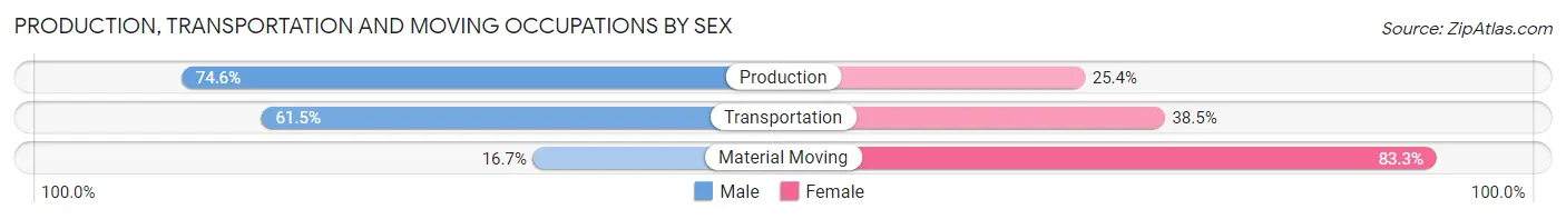 Production, Transportation and Moving Occupations by Sex in Zip Code 23336