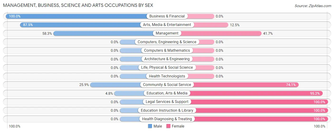 Management, Business, Science and Arts Occupations by Sex in Zip Code 23347
