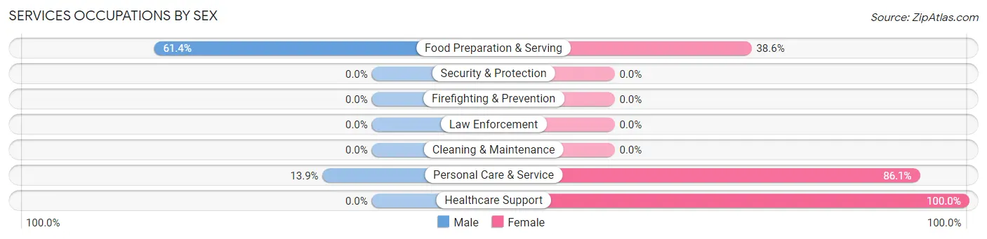 Services Occupations by Sex in Zip Code 23347