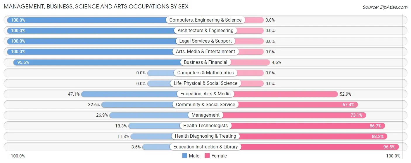 Management, Business, Science and Arts Occupations by Sex in Zip Code 23350