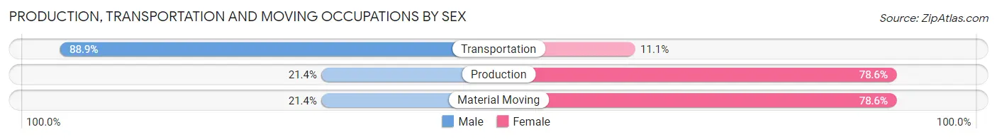 Production, Transportation and Moving Occupations by Sex in Zip Code 23350