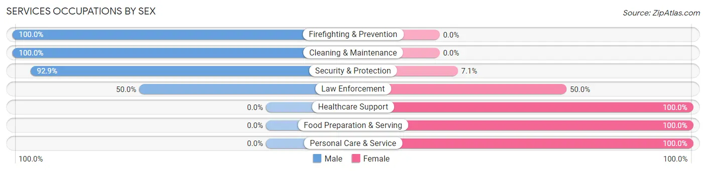 Services Occupations by Sex in Zip Code 23359