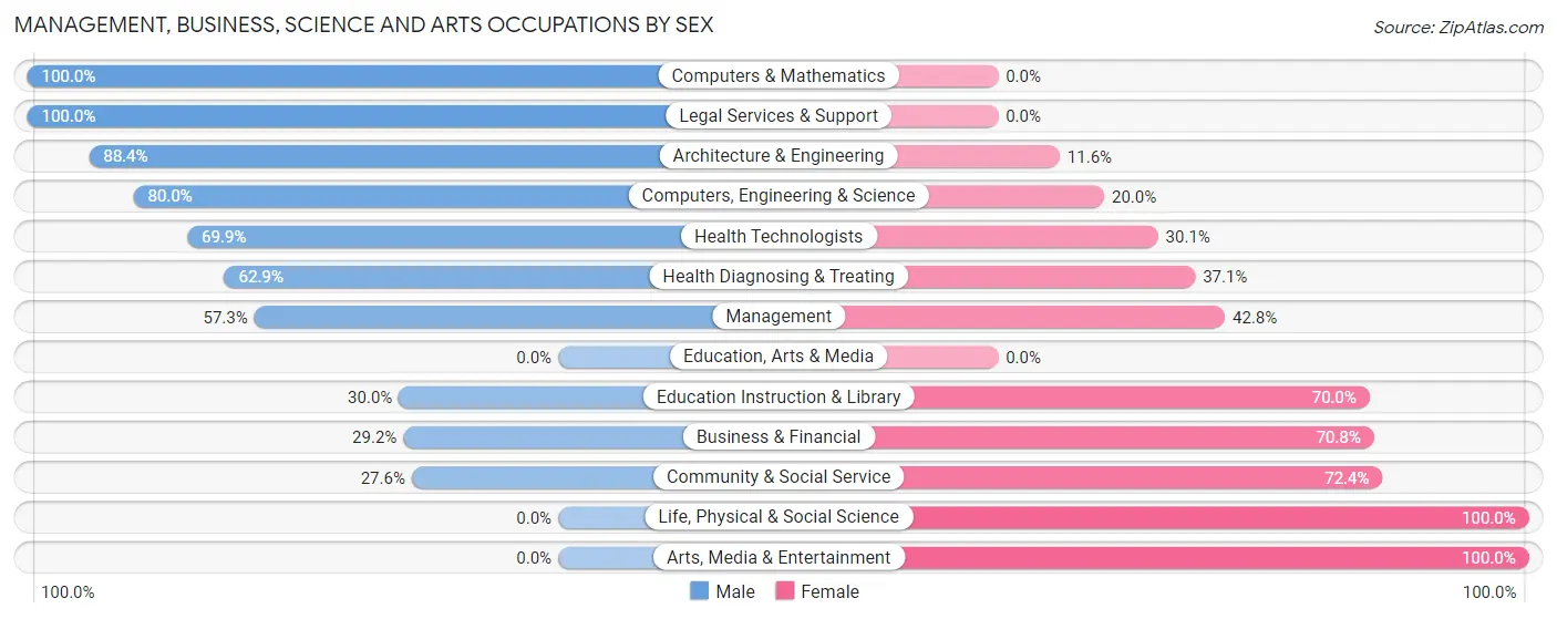 Management, Business, Science and Arts Occupations by Sex in Zip Code 23433
