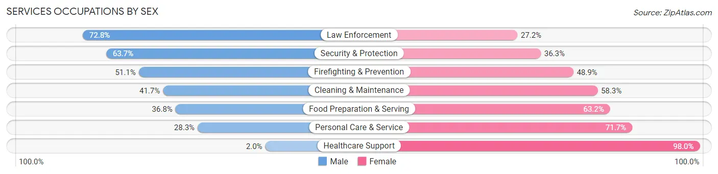 Services Occupations by Sex in Zip Code 23503
