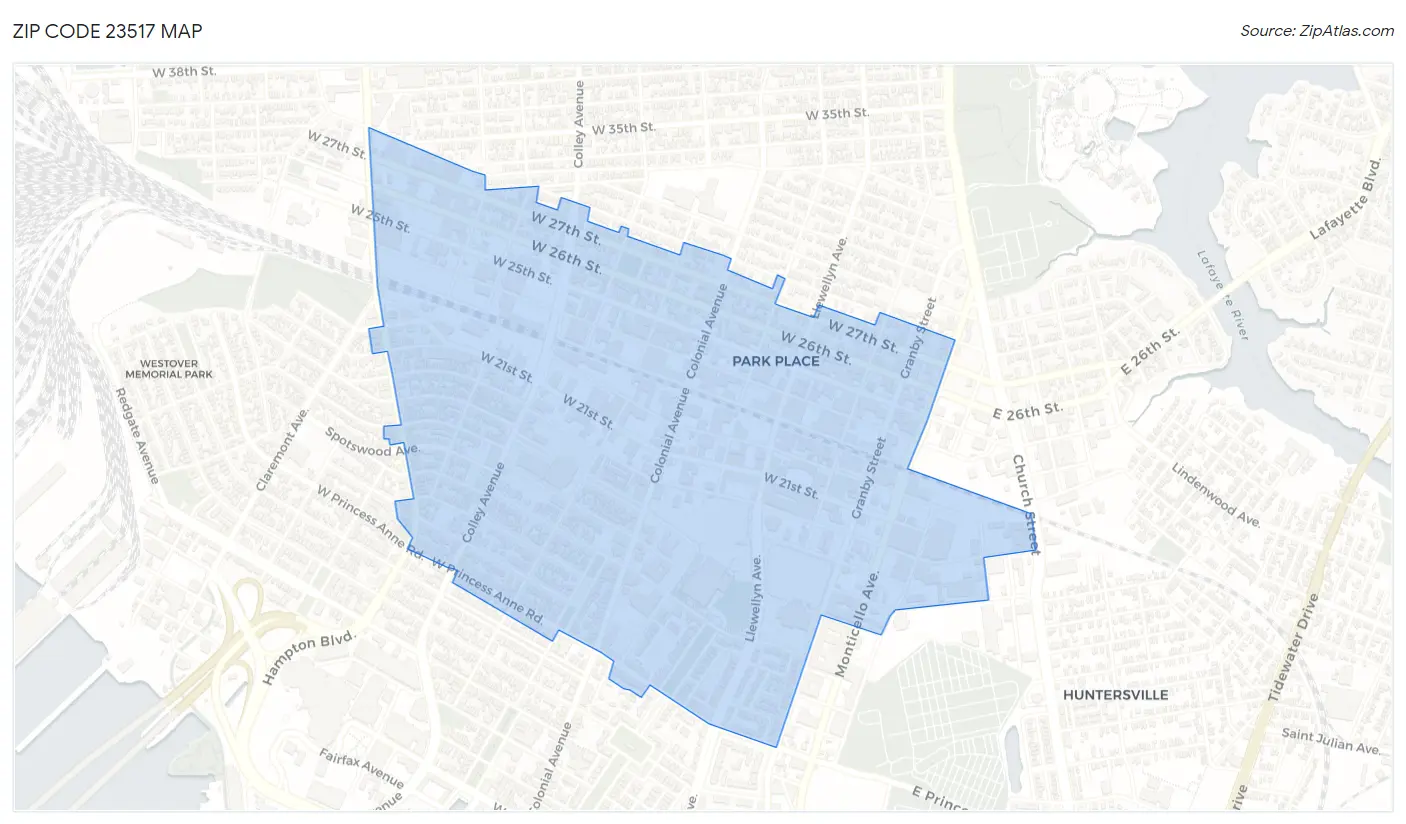 Zip Code 23517 Map