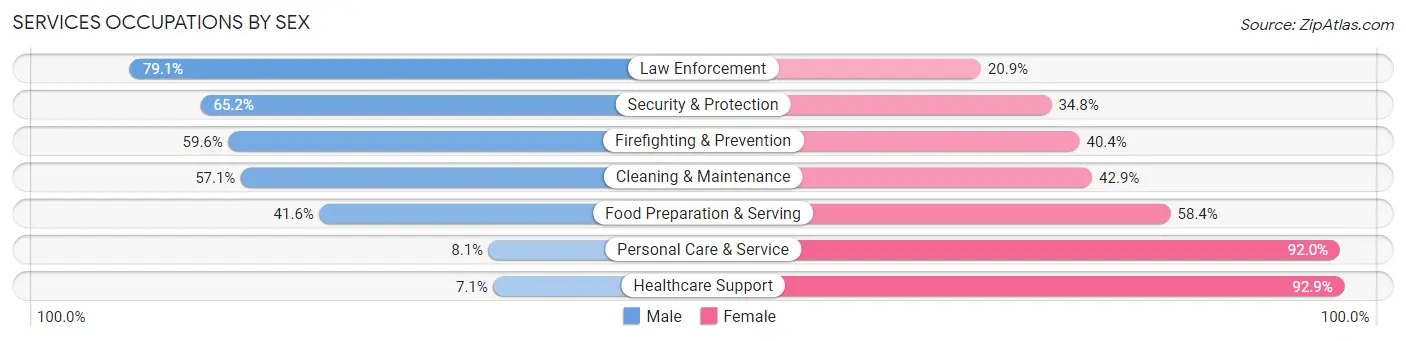 Services Occupations by Sex in Zip Code 23602
