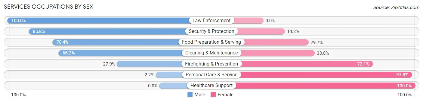 Services Occupations by Sex in Zip Code 23662