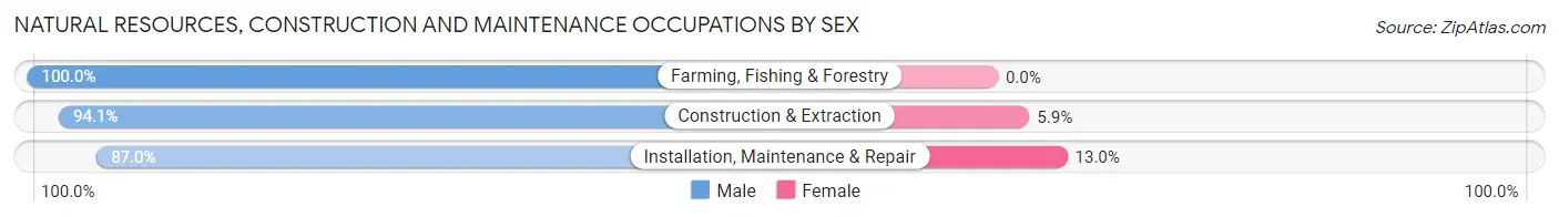 Natural Resources, Construction and Maintenance Occupations by Sex in Zip Code 23664