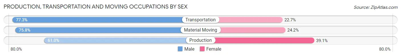 Production, Transportation and Moving Occupations by Sex in Zip Code 23701