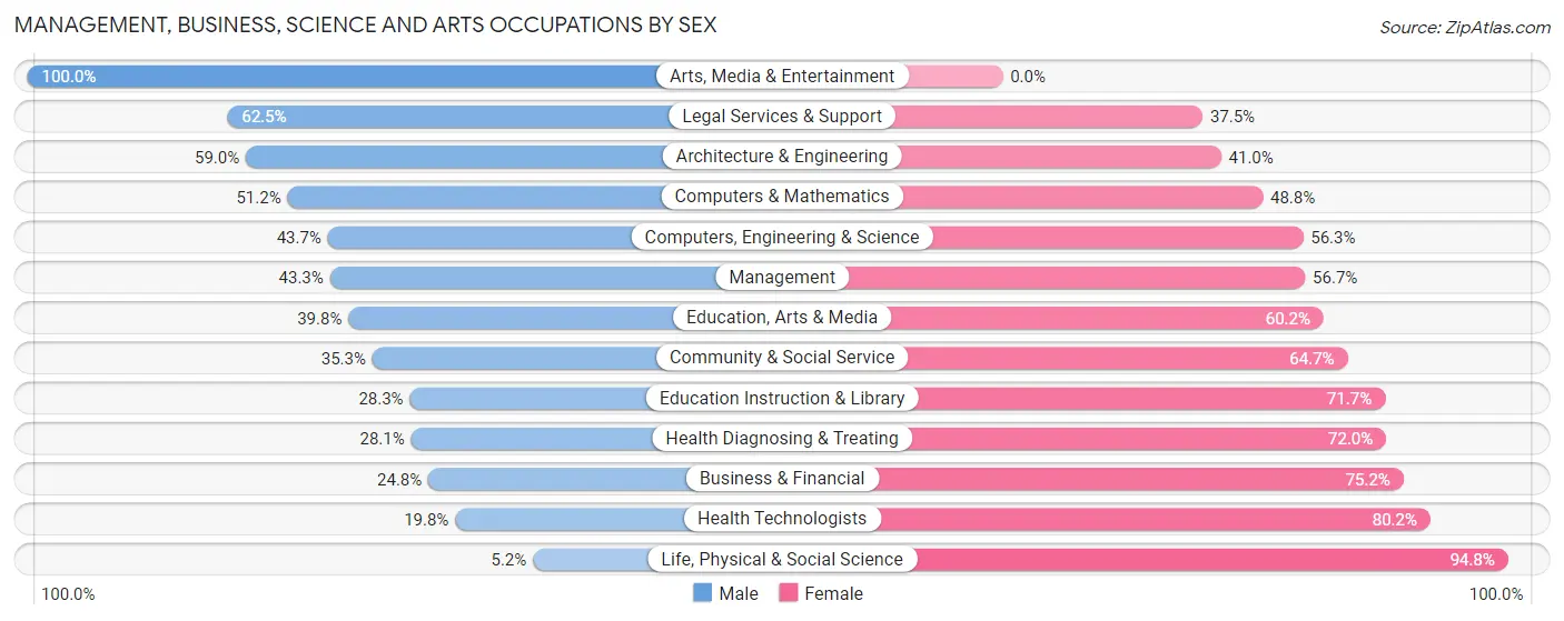 Management, Business, Science and Arts Occupations by Sex in Zip Code 23803
