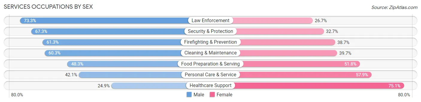 Services Occupations by Sex in Zip Code 23803