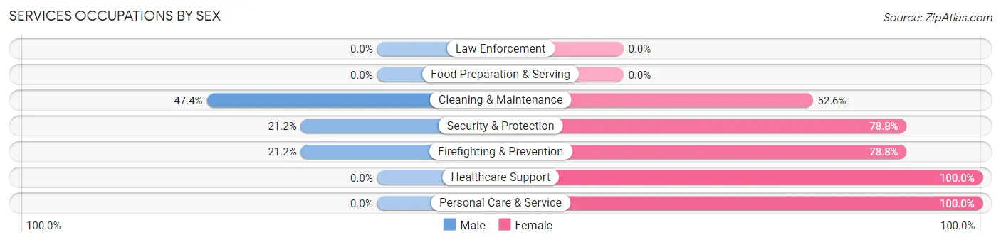 Services Occupations by Sex in Zip Code 23829