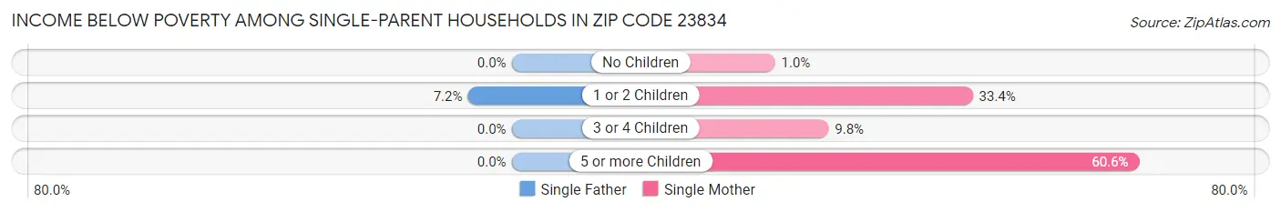 Income Below Poverty Among Single-Parent Households in Zip Code 23834