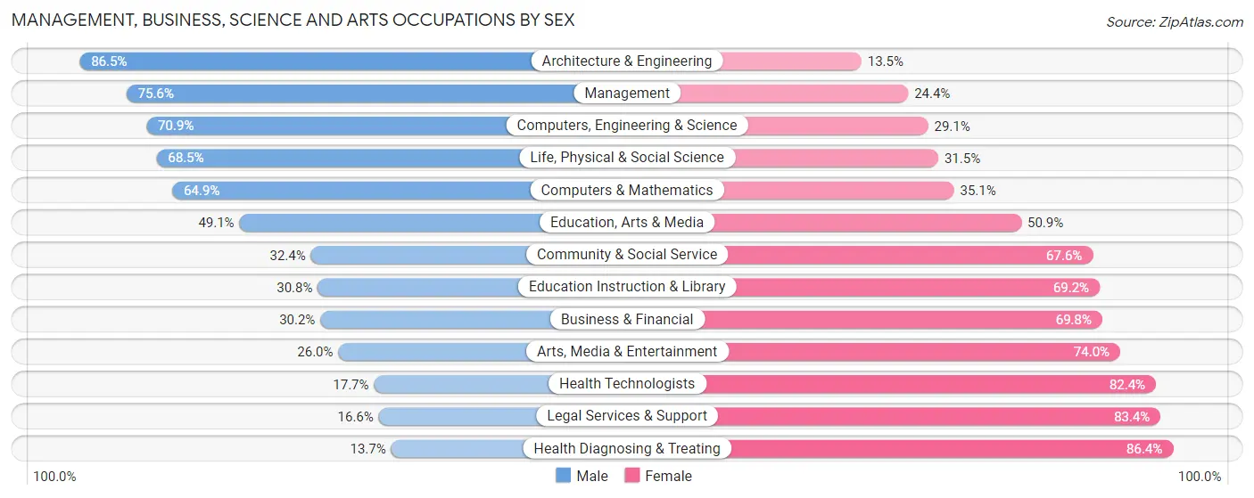 Management, Business, Science and Arts Occupations by Sex in Zip Code 23834