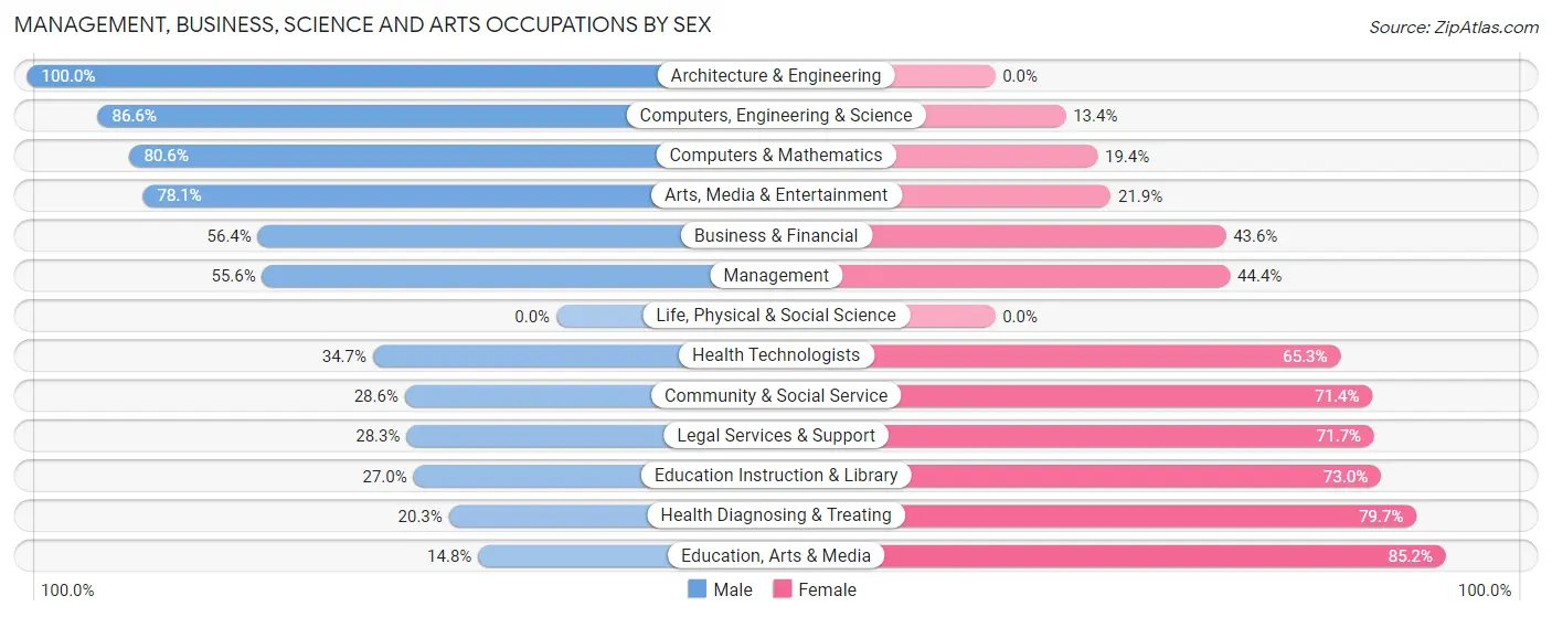 Management, Business, Science and Arts Occupations by Sex in Zip Code 23836