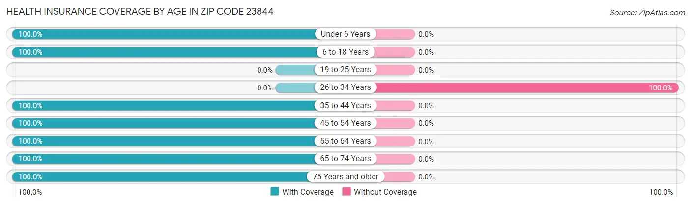 Health Insurance Coverage by Age in Zip Code 23844