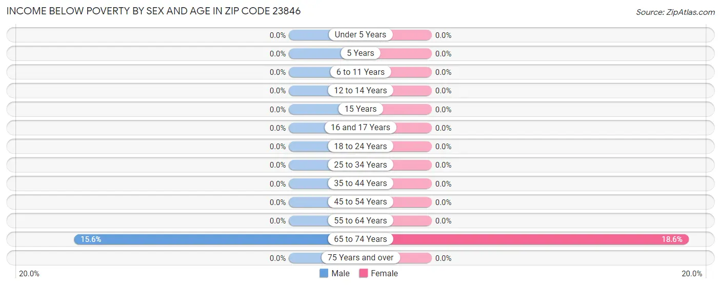 Income Below Poverty by Sex and Age in Zip Code 23846