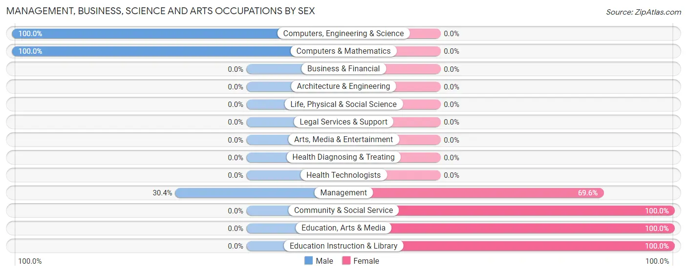 Management, Business, Science and Arts Occupations by Sex in Zip Code 23850