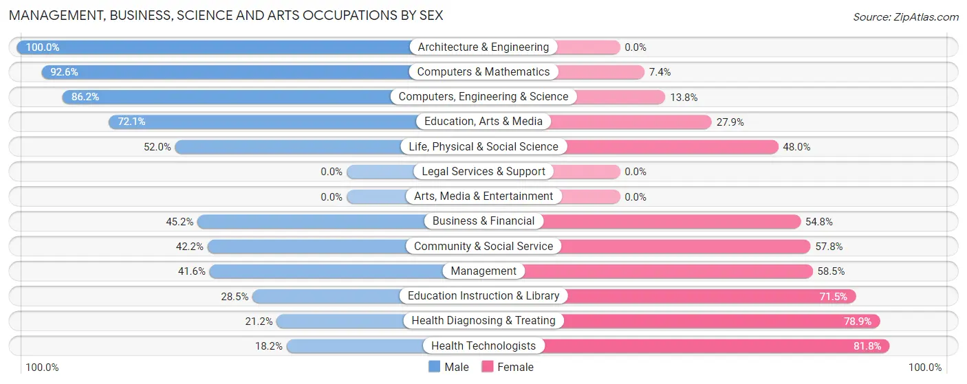 Management, Business, Science and Arts Occupations by Sex in Zip Code 23851