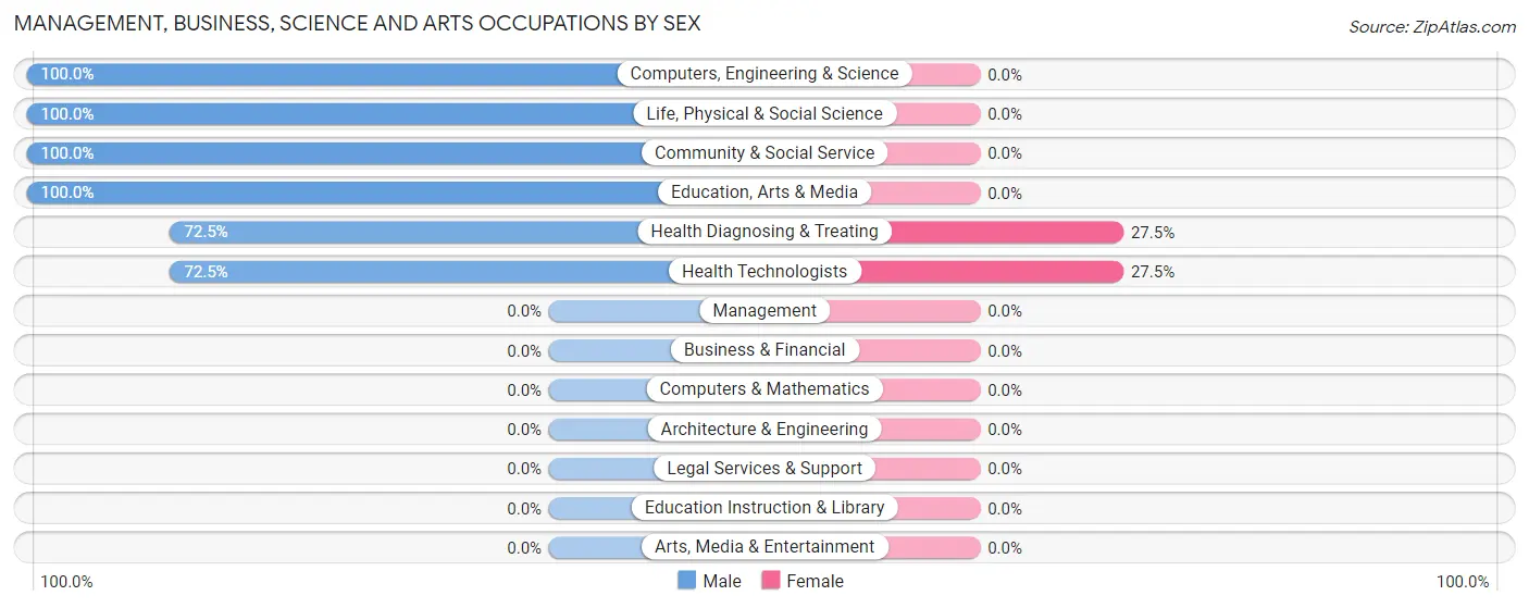Management, Business, Science and Arts Occupations by Sex in Zip Code 23857