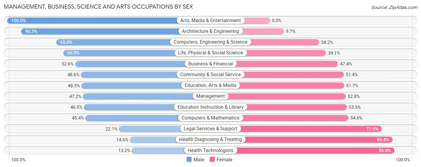 Management, Business, Science and Arts Occupations by Sex in Zip Code 23860