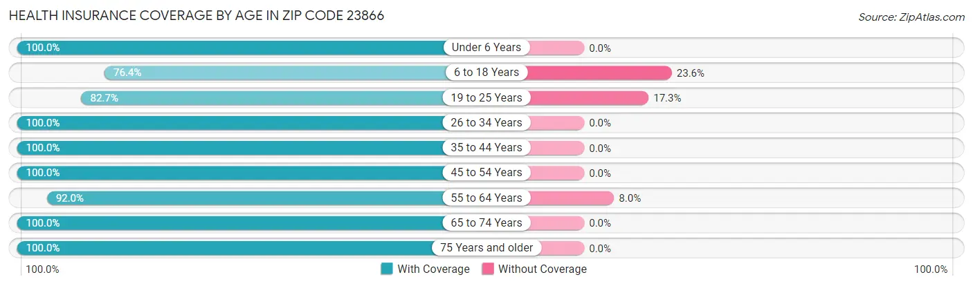 Health Insurance Coverage by Age in Zip Code 23866