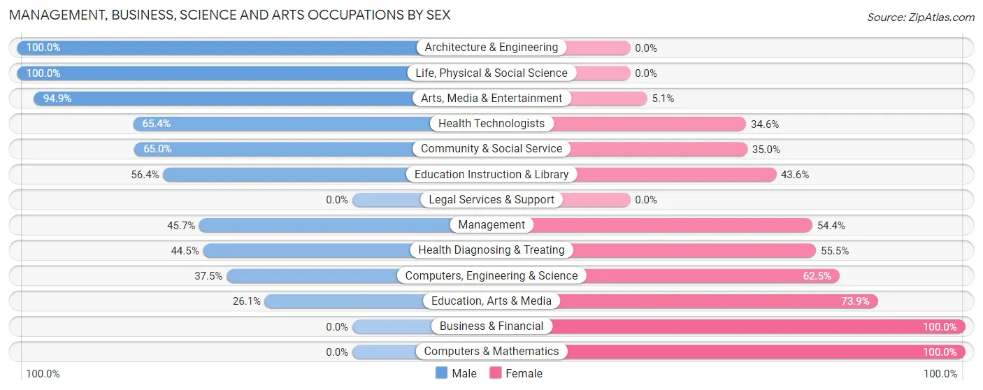 Management, Business, Science and Arts Occupations by Sex in Zip Code 23867