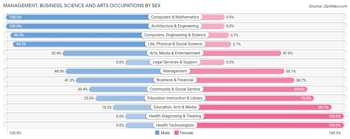 Management, Business, Science and Arts Occupations by Sex in Zip Code 23875