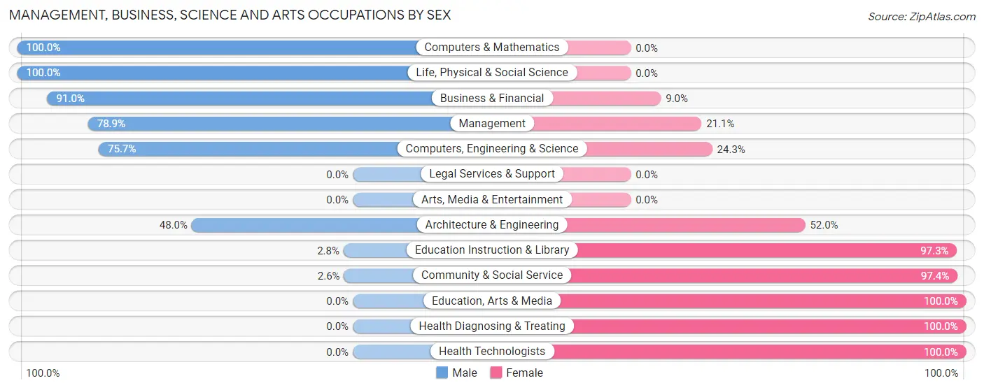 Management, Business, Science and Arts Occupations by Sex in Zip Code 23878