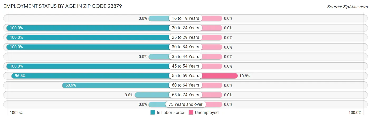 Employment Status by Age in Zip Code 23879
