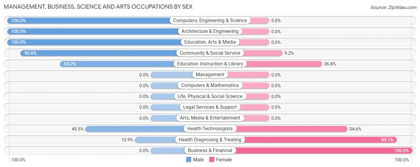 Management, Business, Science and Arts Occupations by Sex in Zip Code 23879