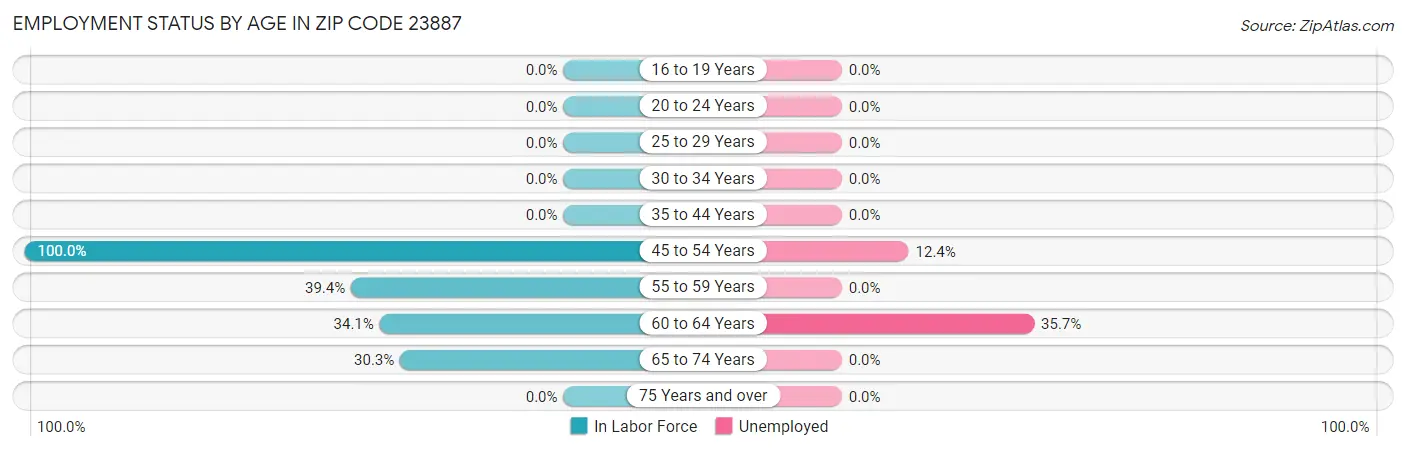 Employment Status by Age in Zip Code 23887