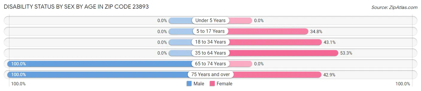 Disability Status by Sex by Age in Zip Code 23893