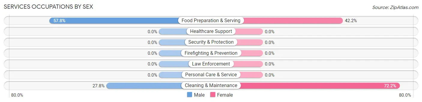Services Occupations by Sex in Zip Code 23909
