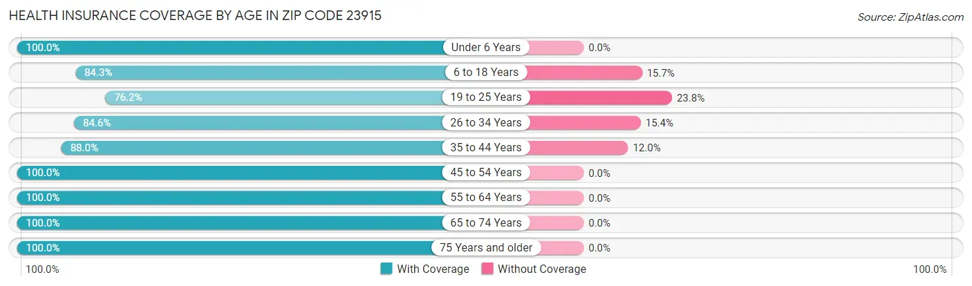 Health Insurance Coverage by Age in Zip Code 23915