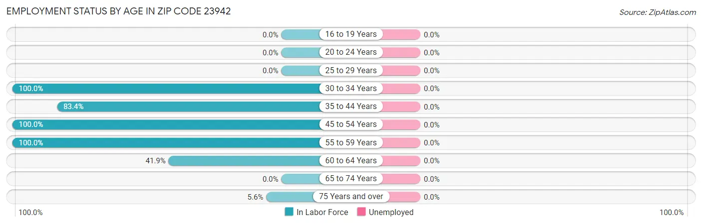 Employment Status by Age in Zip Code 23942