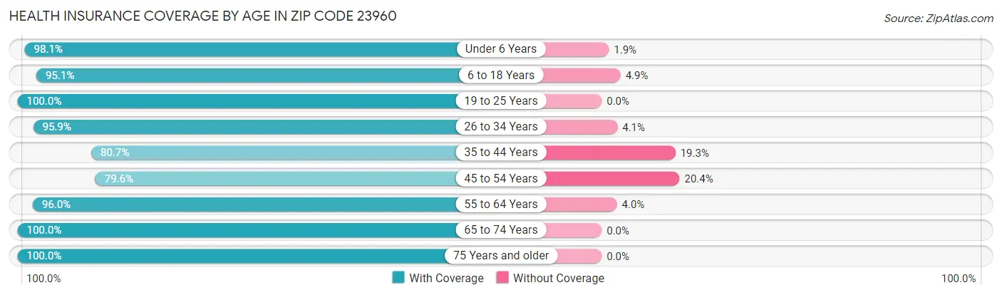Health Insurance Coverage by Age in Zip Code 23960