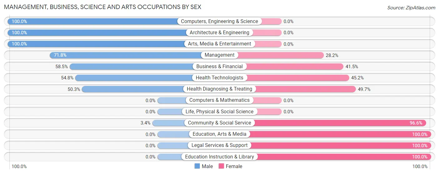 Management, Business, Science and Arts Occupations by Sex in Zip Code 23970