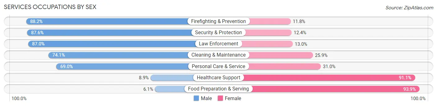 Services Occupations by Sex in Zip Code 23970