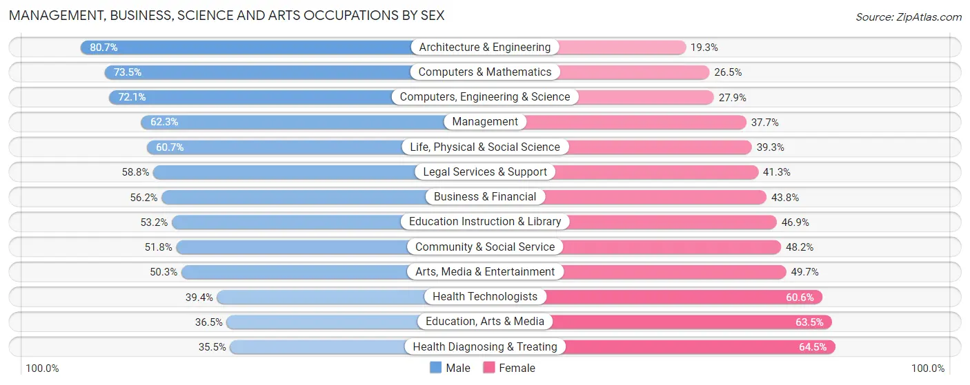 Management, Business, Science and Arts Occupations by Sex in Zip Code 24060