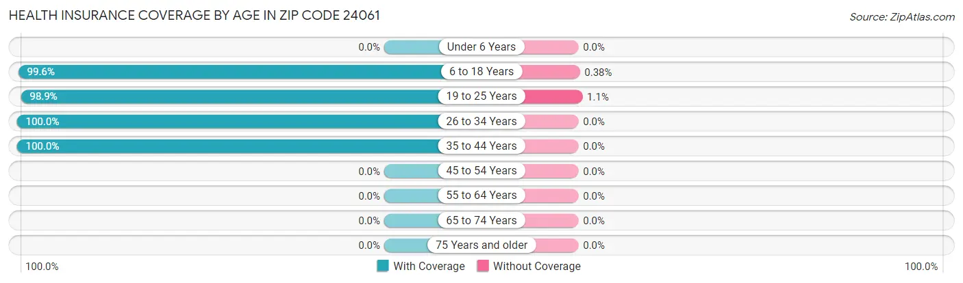 Health Insurance Coverage by Age in Zip Code 24061