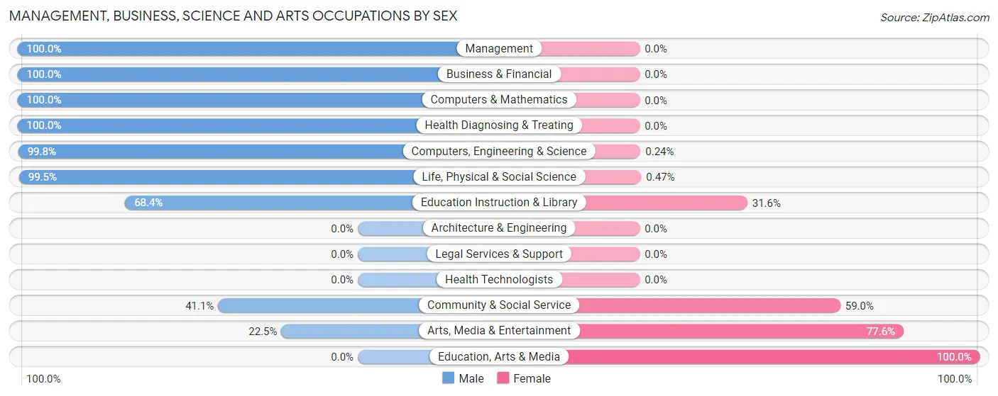 Management, Business, Science and Arts Occupations by Sex in Zip Code 24061