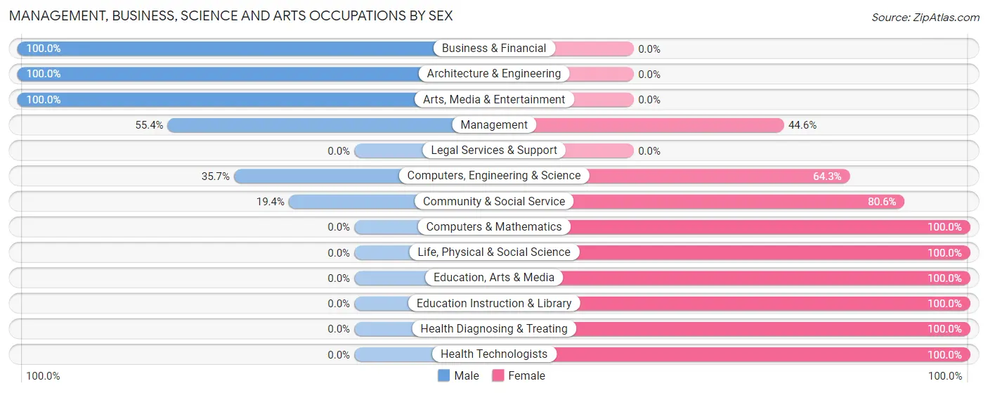 Management, Business, Science and Arts Occupations by Sex in Zip Code 24079