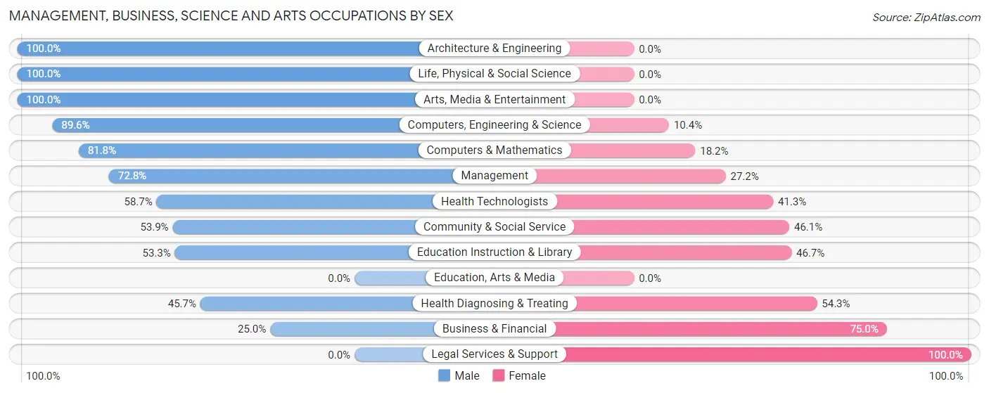 Management, Business, Science and Arts Occupations by Sex in Zip Code 24095