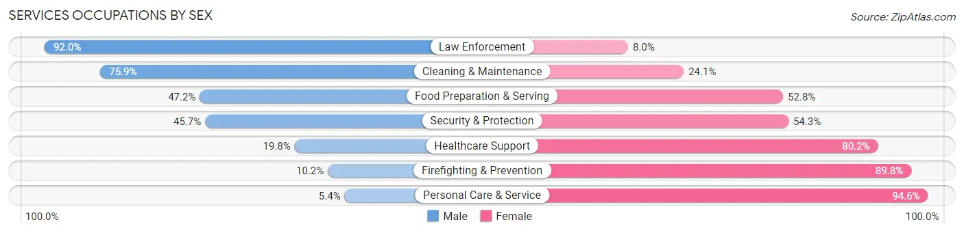 Services Occupations by Sex in Zip Code 24112
