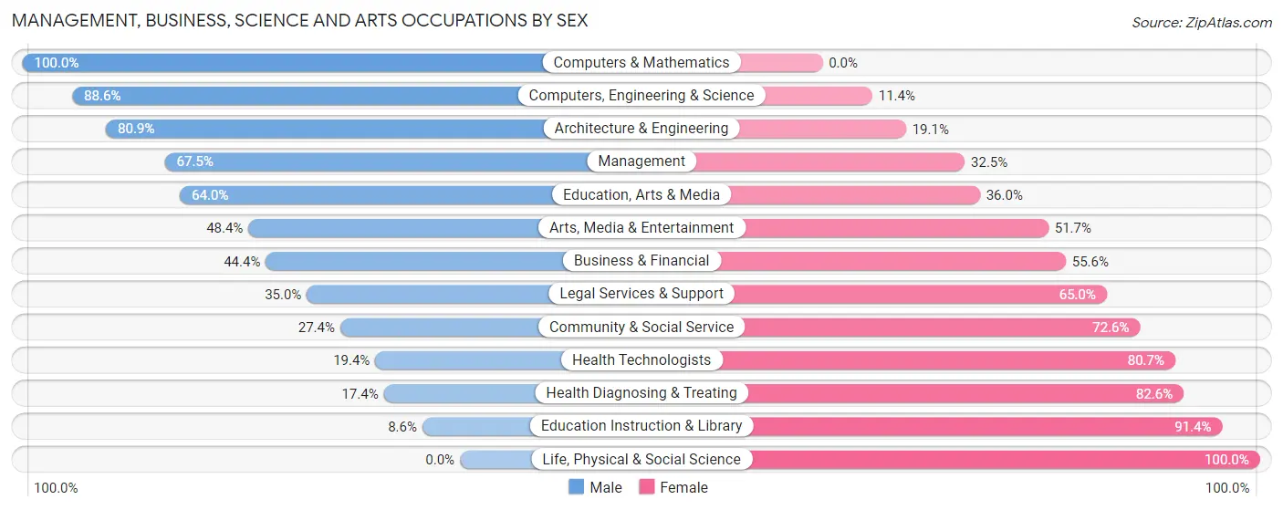 Management, Business, Science and Arts Occupations by Sex in Zip Code 24121