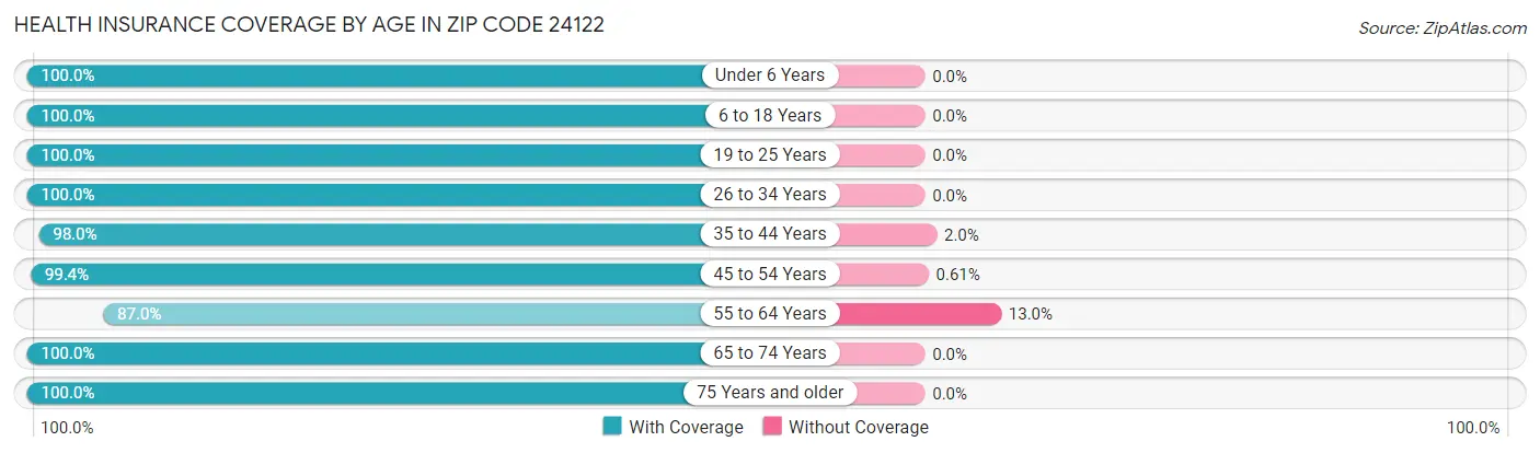 Health Insurance Coverage by Age in Zip Code 24122