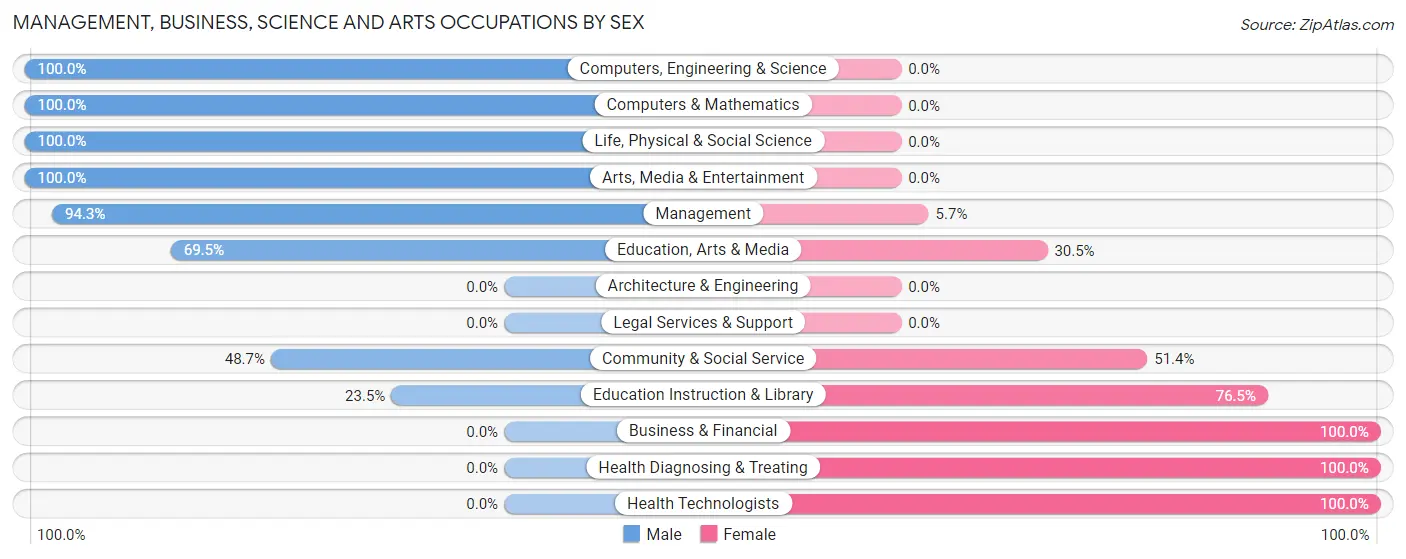 Management, Business, Science and Arts Occupations by Sex in Zip Code 24127
